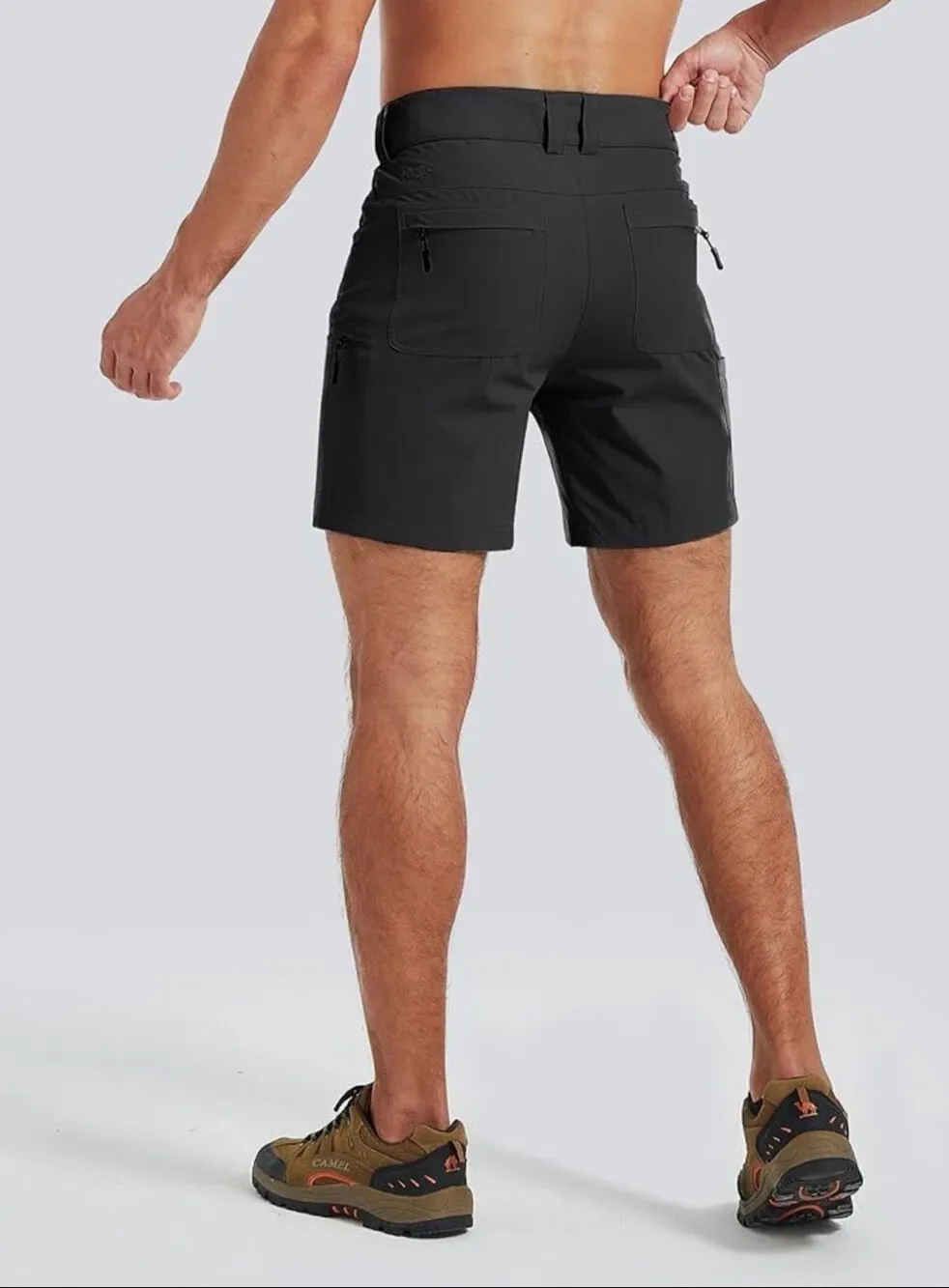 FitsT4 Sports Men's Cargo Hiking Shorts Black Stretch Outdoor Water Resist 32